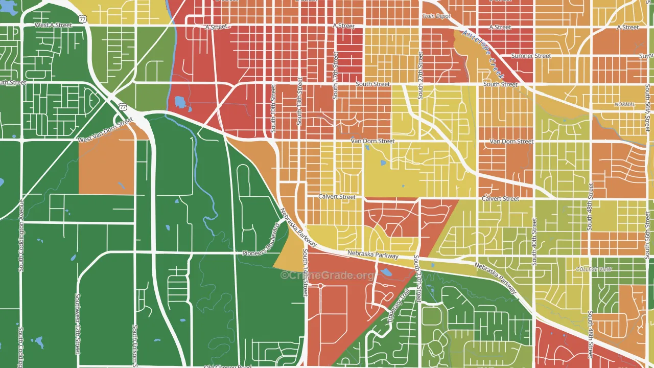 Indian Village, Lincoln, NE Map of Drug-Related Crime Rates