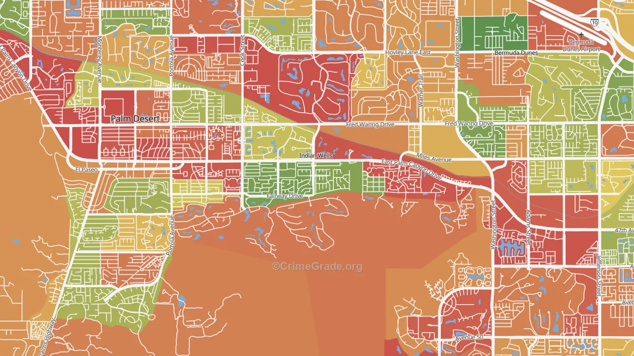 Indian Wells, CA Map of Drug-Related Crime Rates