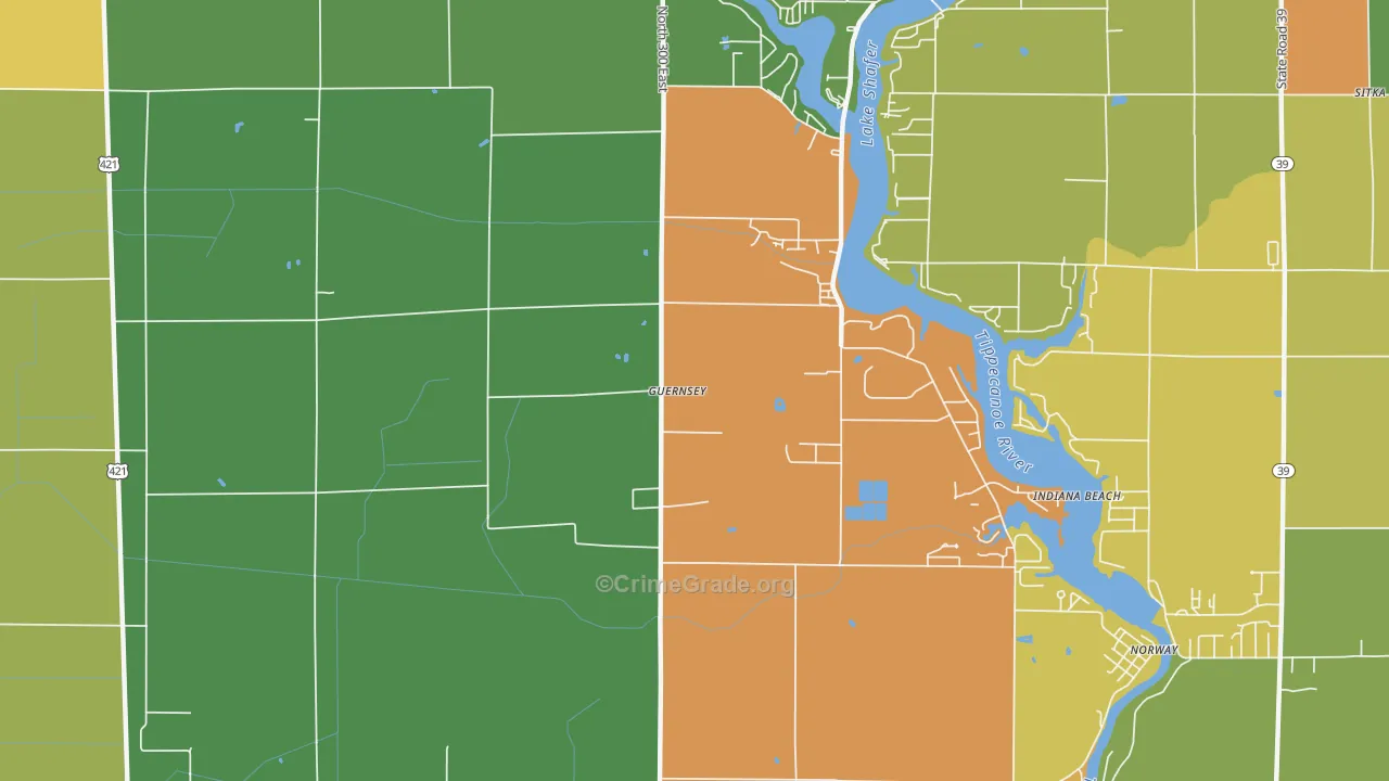 Indiana Beach, IN Map of Drug-Related Crime Rates