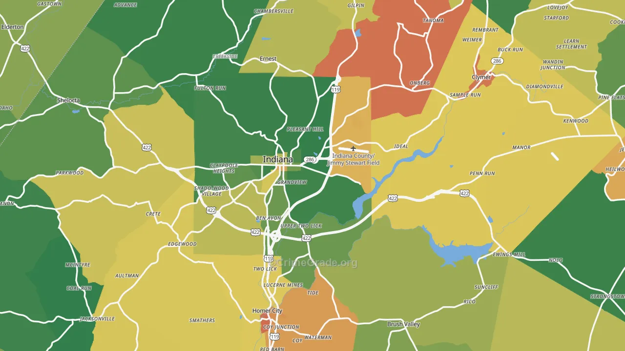Indiana County, PA Map of Drug-Related Crime Rates