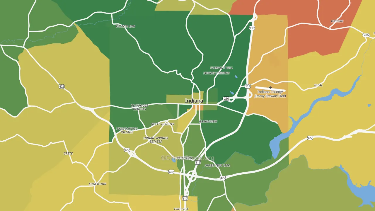 Indiana, PA Map of Drug-Related Crime Rates