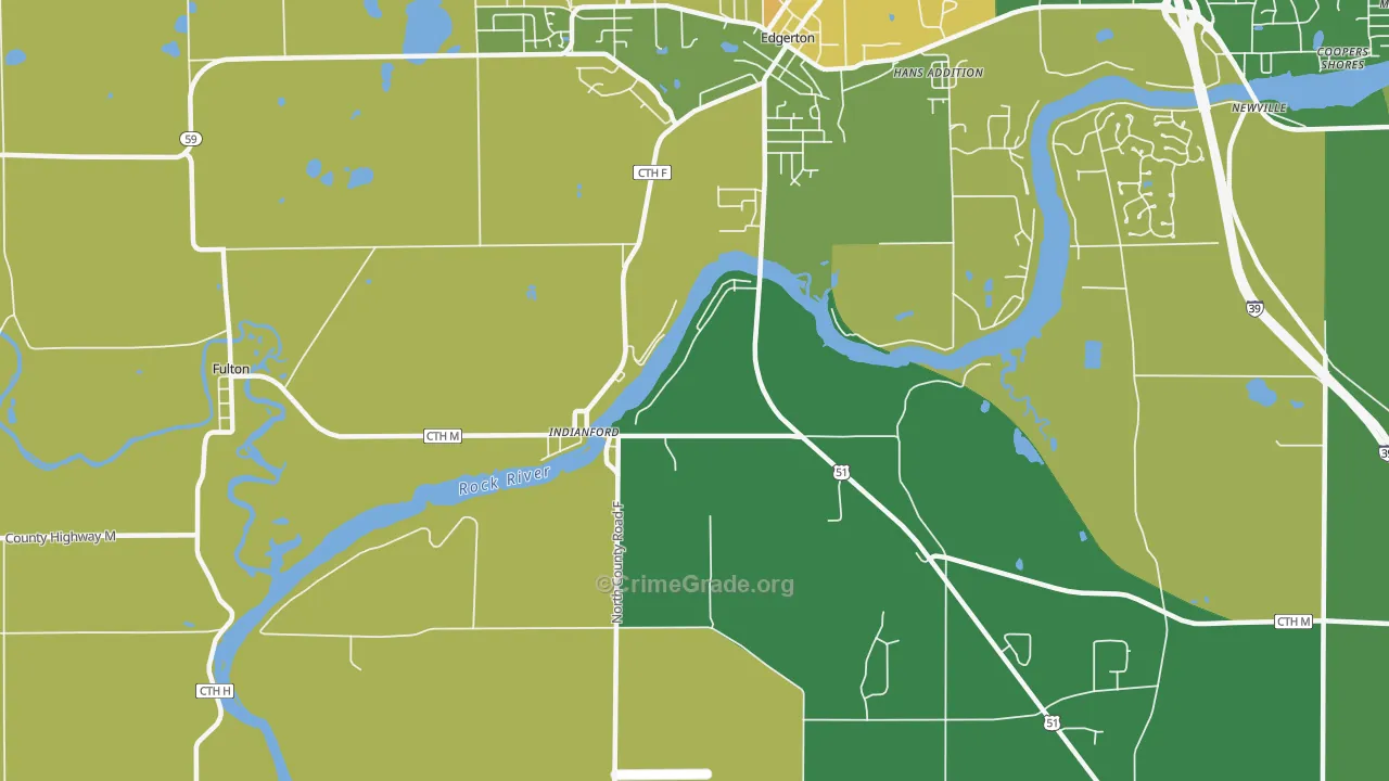 Indianford, WI Map of Drug-Related Crime Rates
