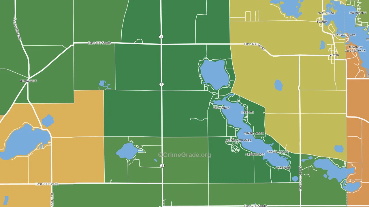 Indianola, IN Map of Drug-Related Crime Rates