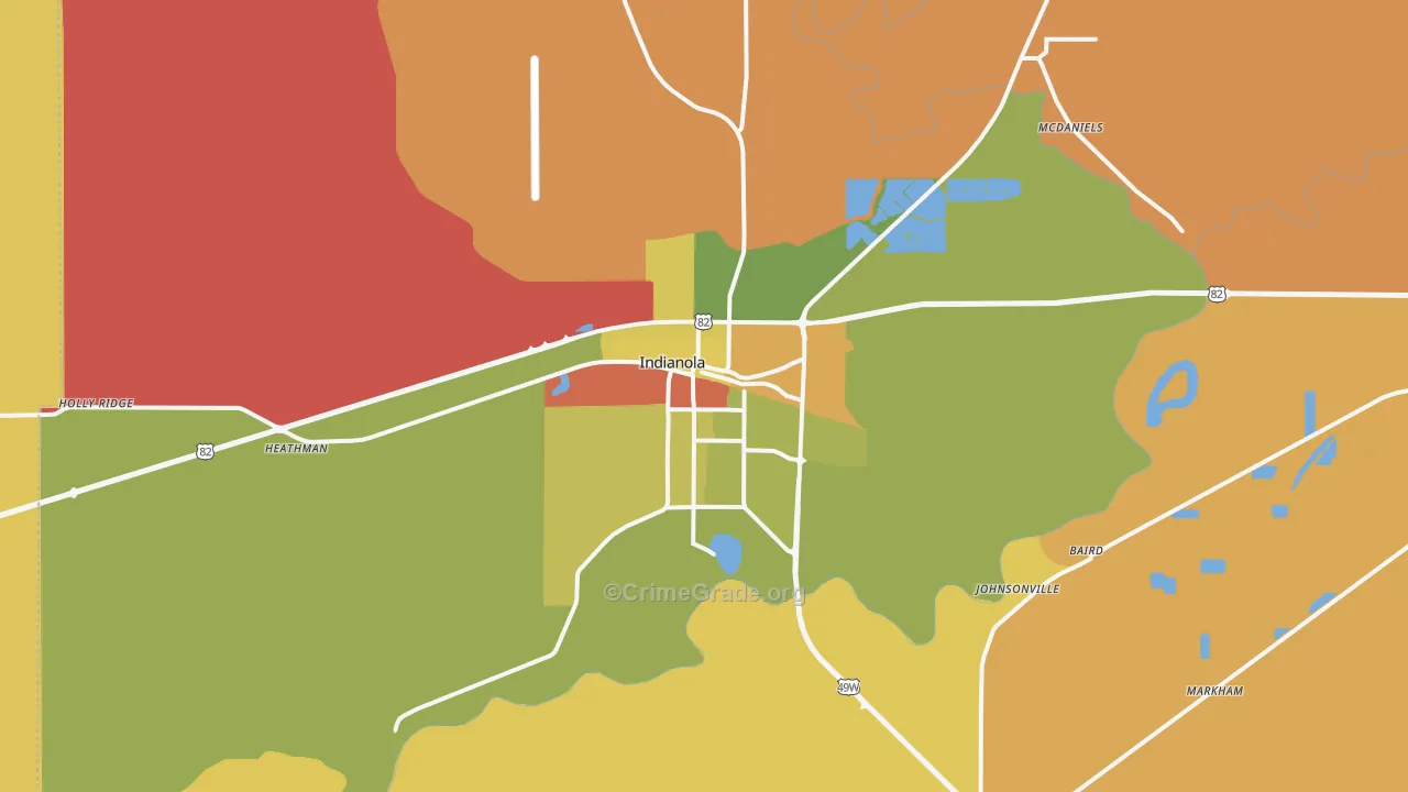 Indianola, MS Map of Drug-Related Crime Rates