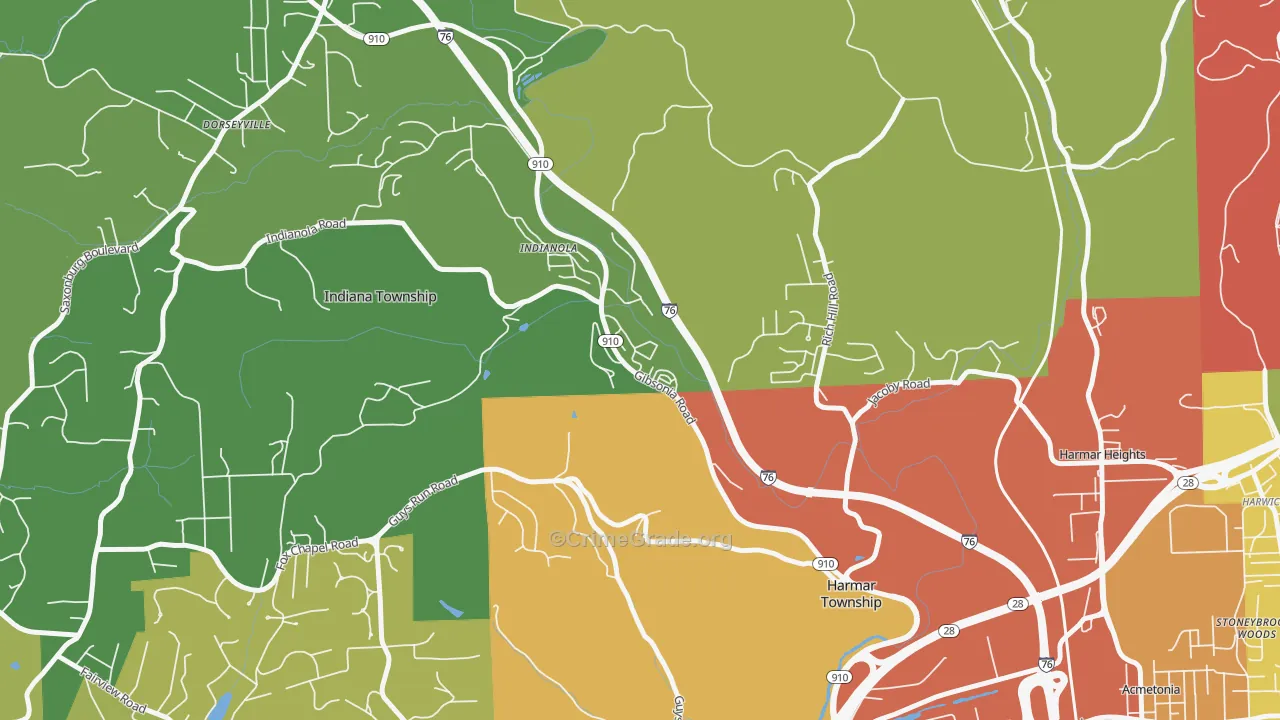 Indianola, PA Map of Drug-Related Crime Rates