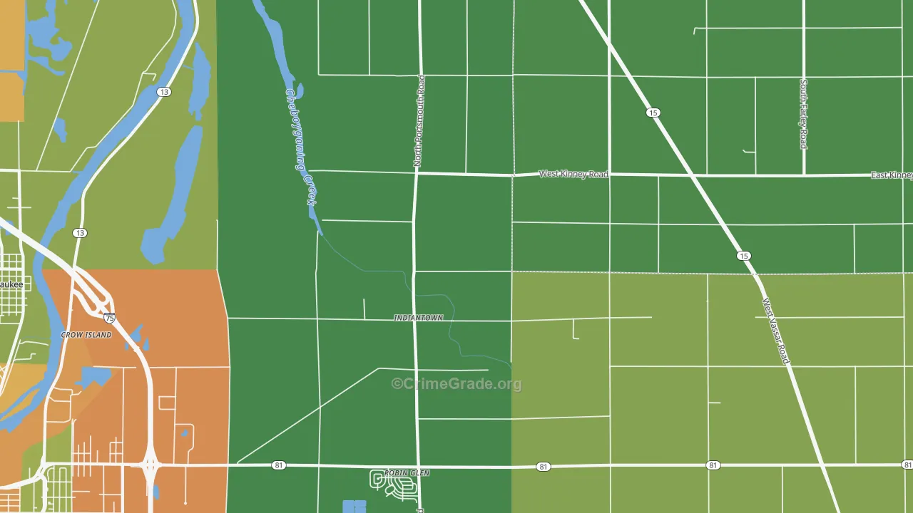 Indiantown, MI Map of Drug-Related Crime Rates