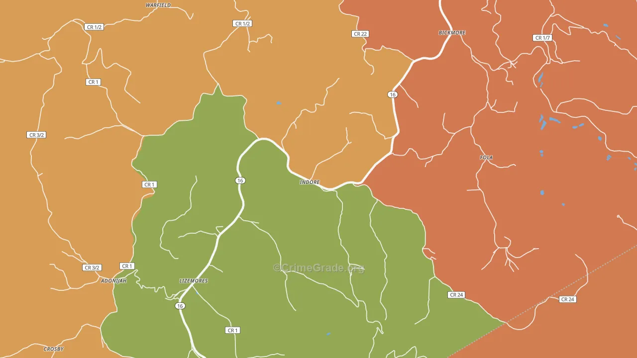 Indore, WV Map of Drug-Related Crime Rates