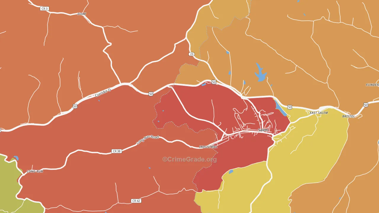 Industrial, WV Map of Drug-Related Crime Rates