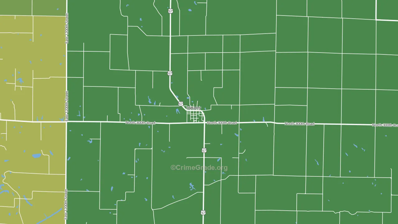 Industry, IL Map of Drug-Related Crime Rates