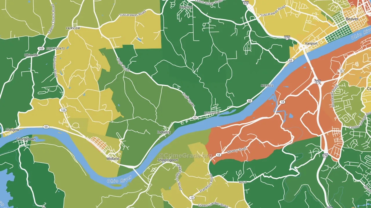 Industry, PA Map of Drug-Related Crime Rates