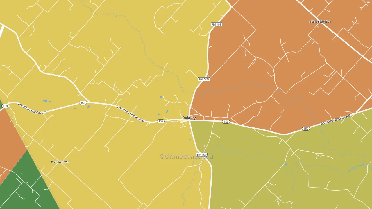 Industry, TX Map of Drug-Related Crime Rates