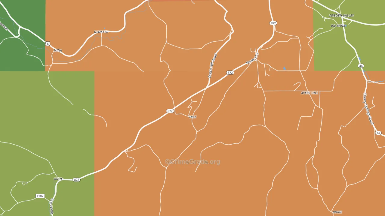 Inez, PA Map of Drug-Related Crime Rates
