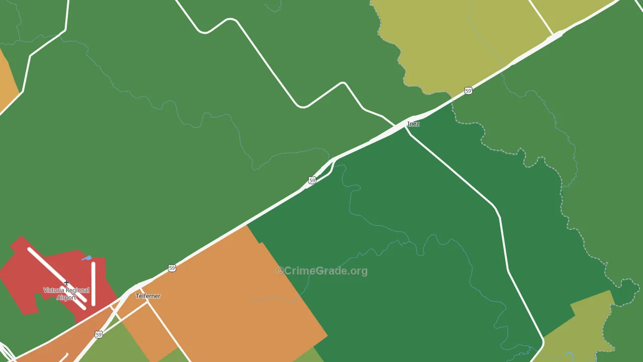 Inez, TX Map of Drug-Related Crime Rates
