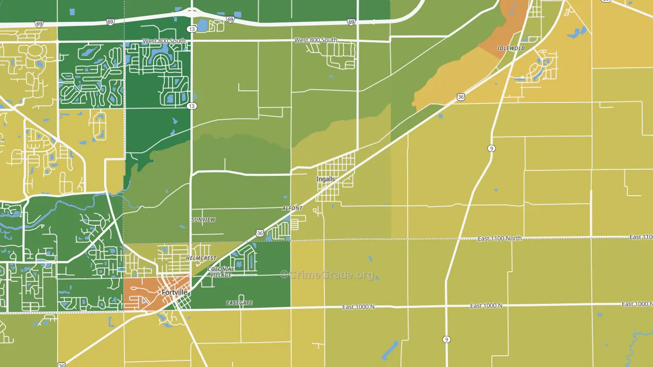 Ingalls, IN Map of Drug-Related Crime Rates