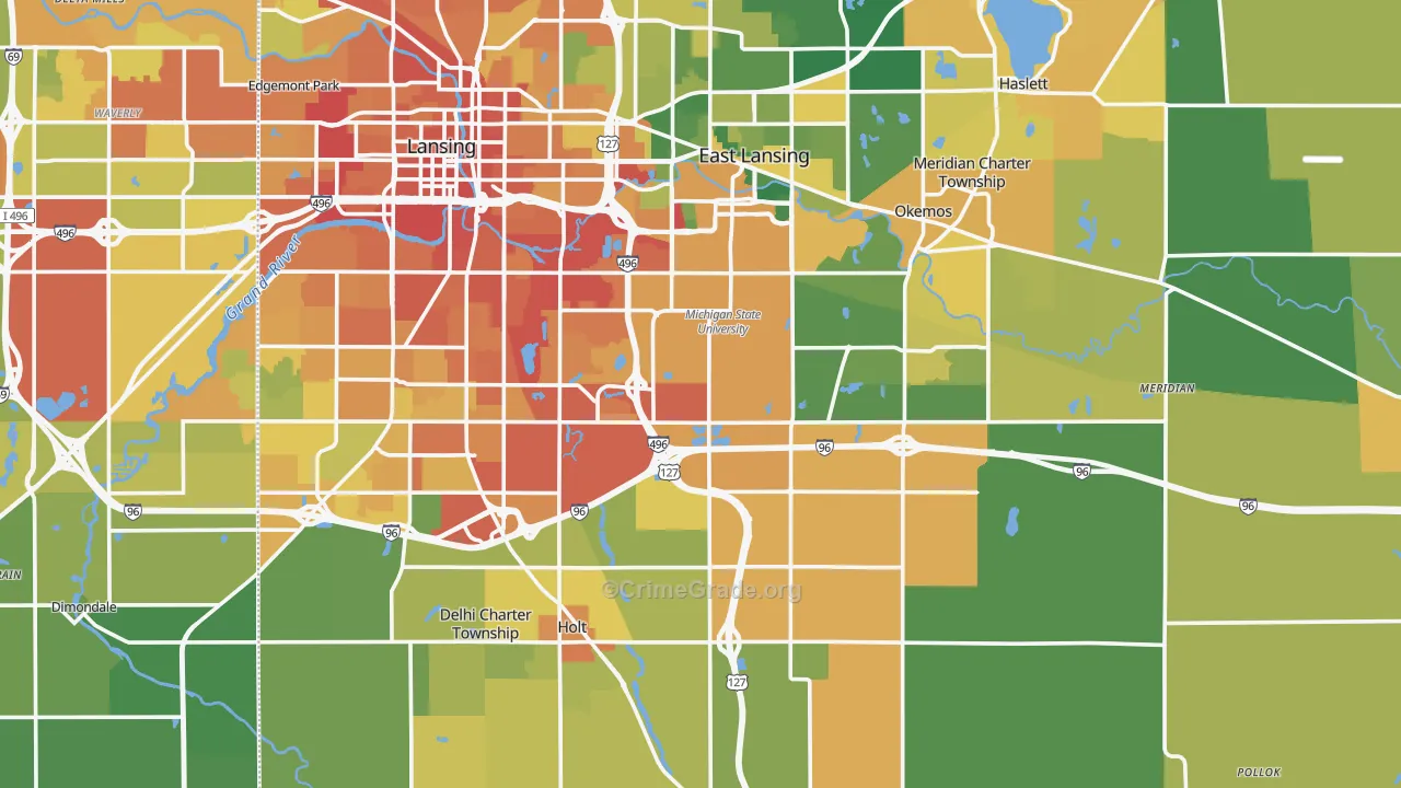 Ingham County, MI Map of Drug-Related Crime Rates