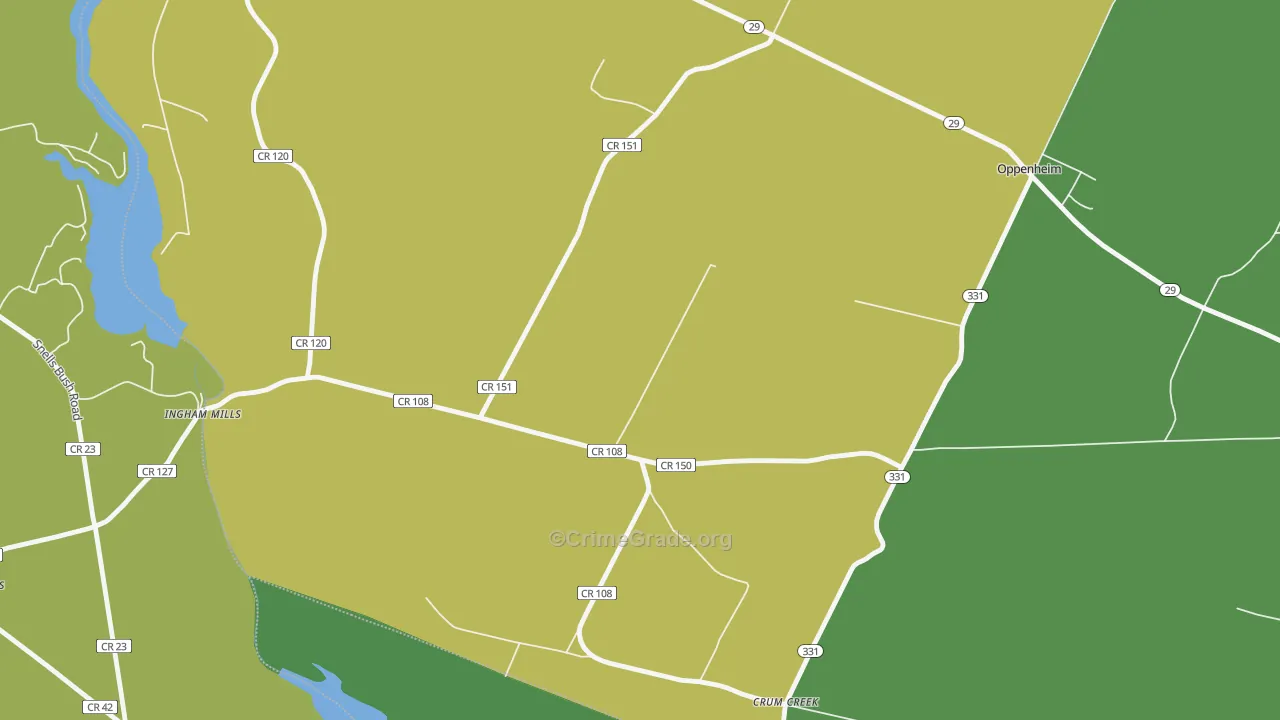 Ingham Mills, NY Map of Drug-Related Crime Rates