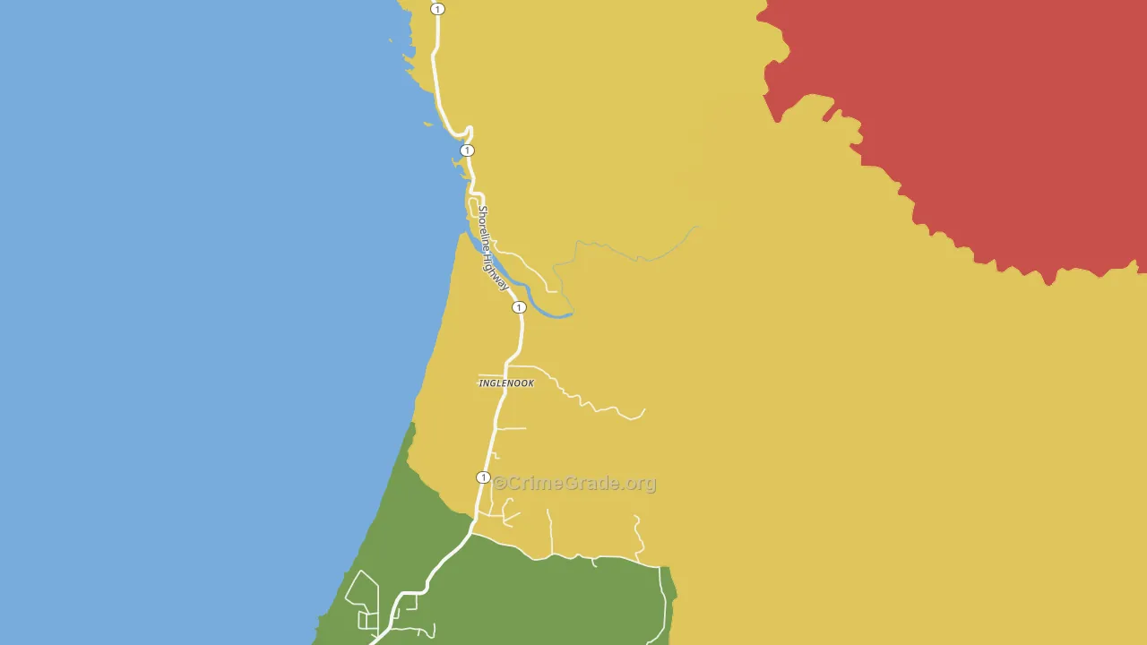 Inglenook, CA Map of Drug-Related Crime Rates