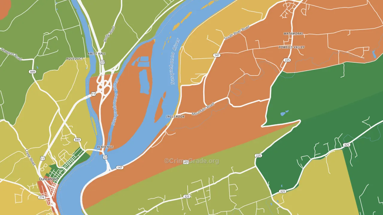 Inglenook, PA Map of Drug-Related Crime Rates