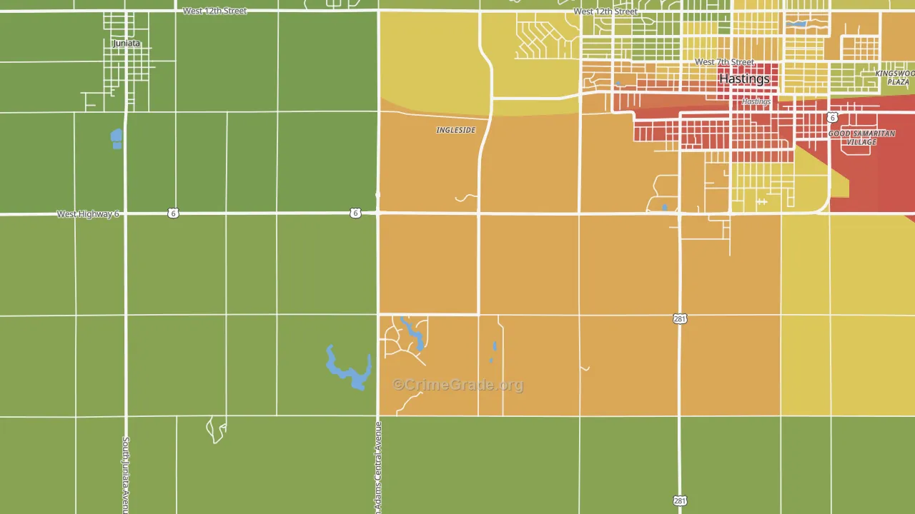 Ingleside, NE Map of Drug-Related Crime Rates