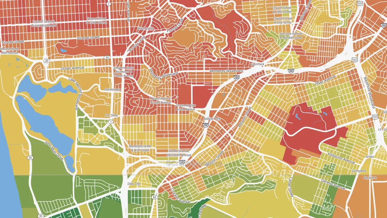 Ingleside, San Francisco, CA Map of Drug-Related Crime Rates