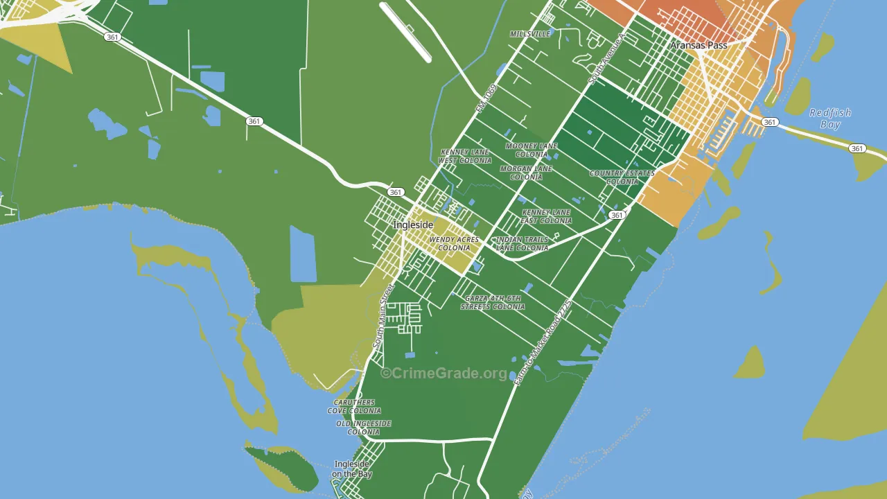 Ingleside, TX Map of Drug-Related Crime Rates