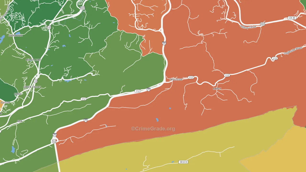 Ingleside, WV Map of Drug-Related Crime Rates