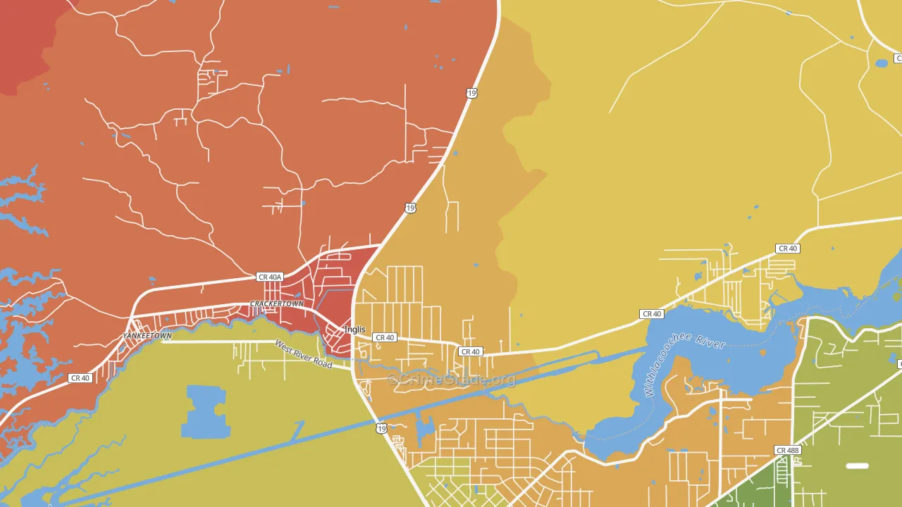Inglis, FL Map of Drug-Related Crime Rates