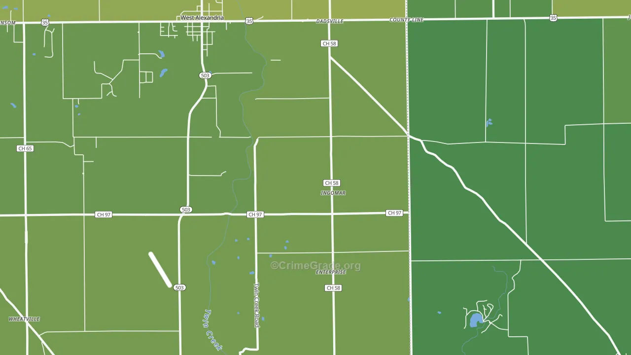 Ingomar, OH Map of Drug-Related Crime Rates