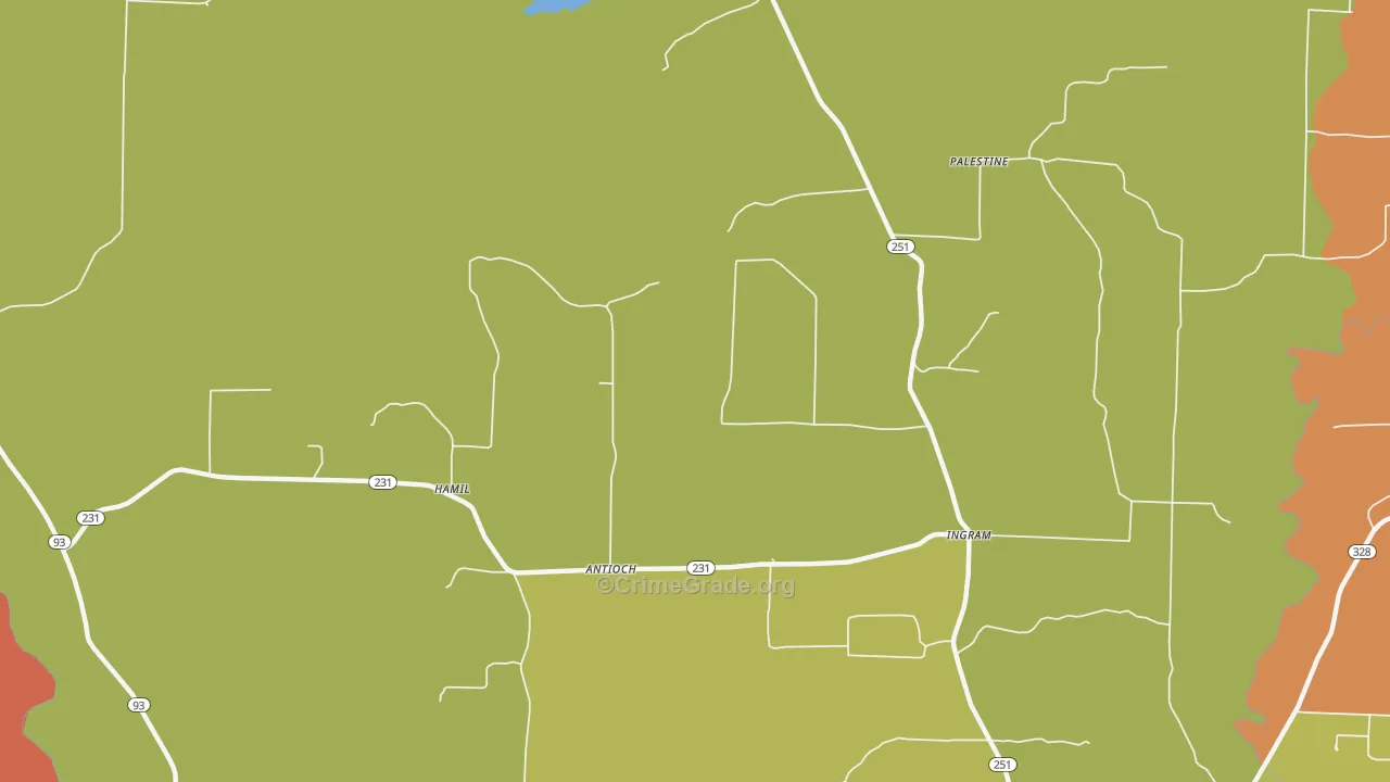 Ingram, AR Map of Drug-Related Crime Rates