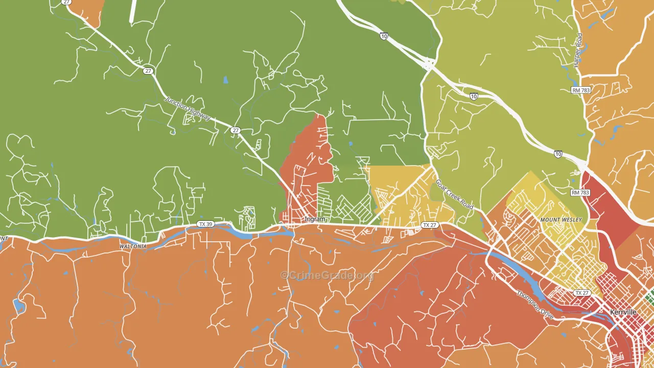 Ingram, TX Map of Drug-Related Crime Rates