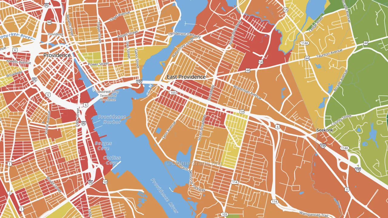 Ingrams Corner, East Providence, RI Map of Drug-Related Crime Rates