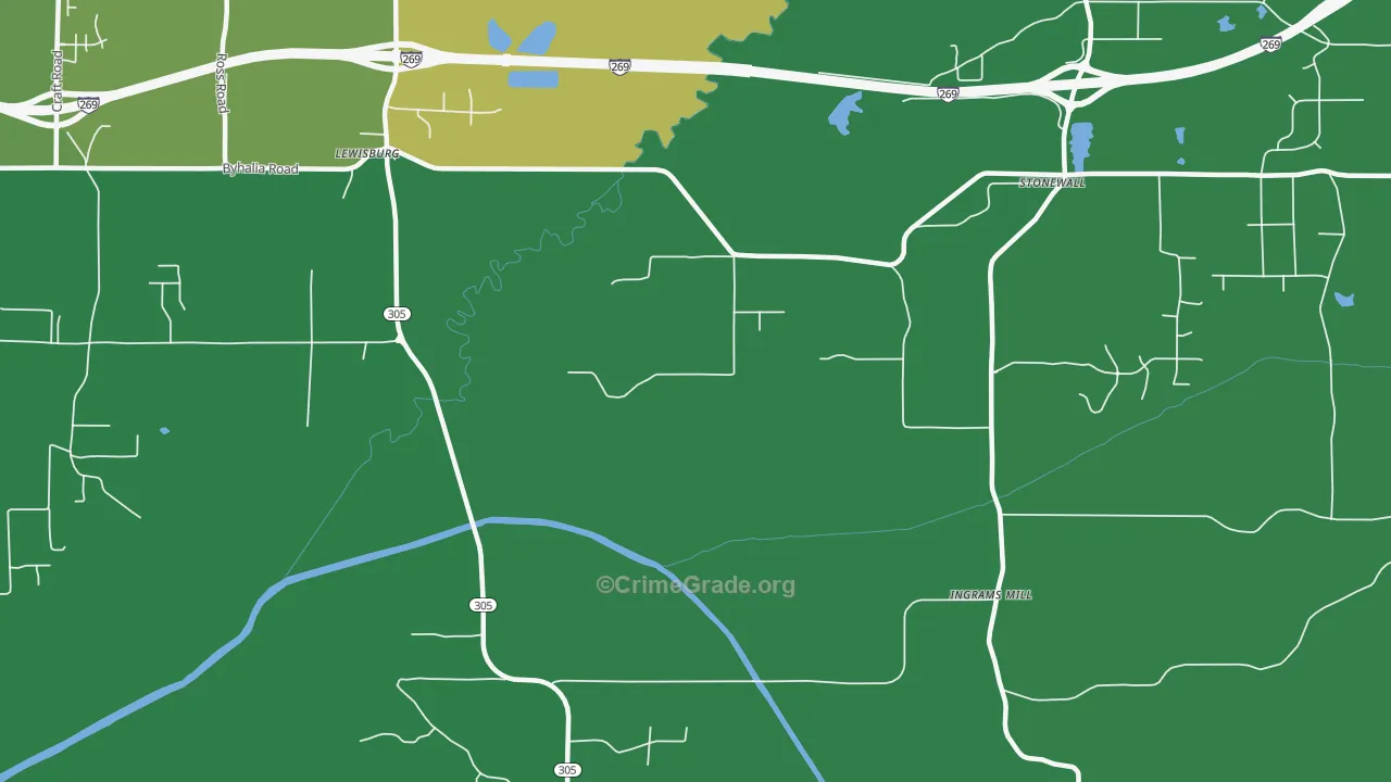 Ingrams Mill, MS Map of Drug-Related Crime Rates
