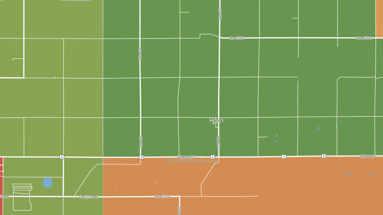 Inland, NE Map of Drug-Related Crime Rates