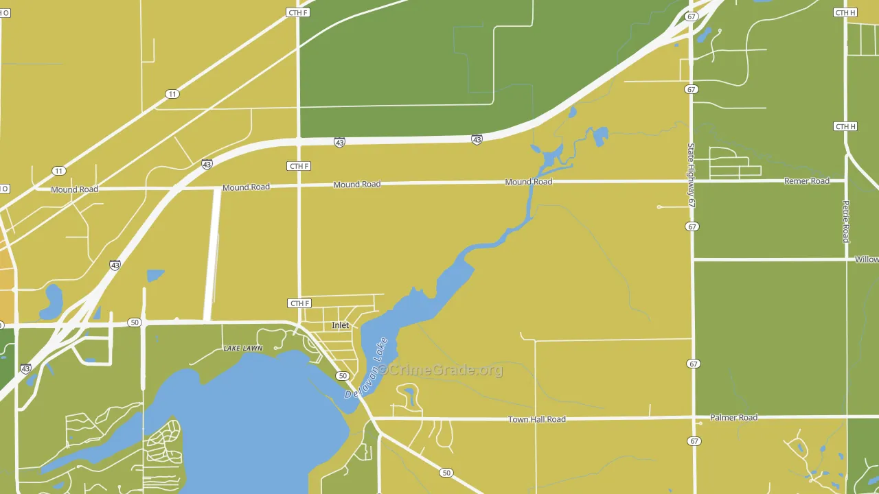 Inlet, WI Map of Drug-Related Crime Rates