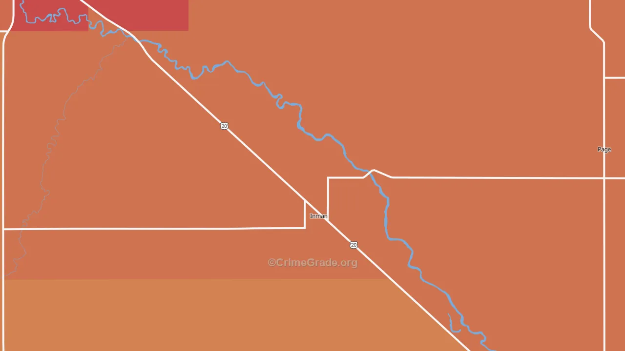 Inman, NE Map of Drug-Related Crime Rates