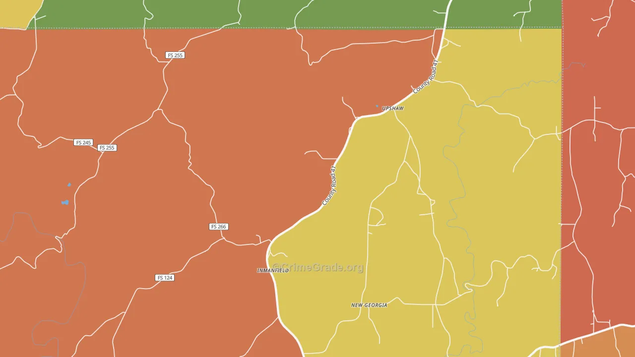 Inmanfield, AL Map of Drug-Related Crime Rates