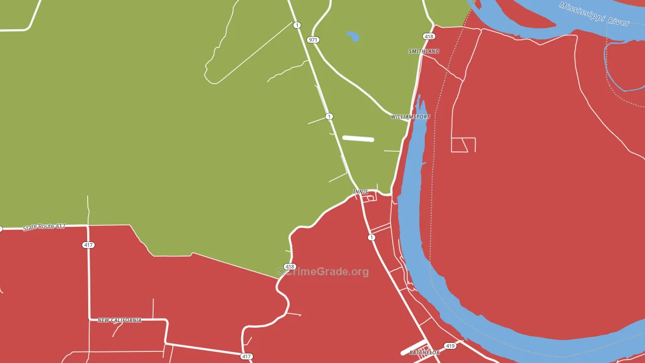Innis, LA Map of Drug-Related Crime Rates