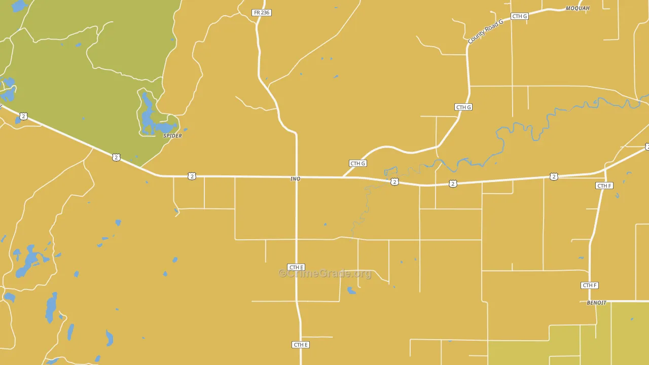 Ino, WI Map of Drug-Related Crime Rates