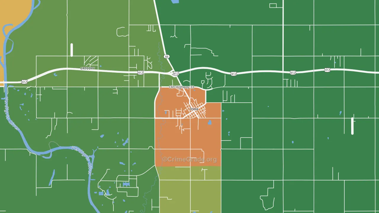 Inola, OK Map of Drug-Related Crime Rates