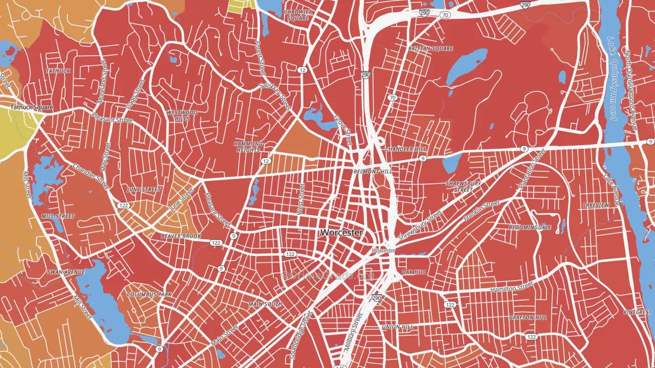 Institute Park, Worcester, MA Map of Drug-Related Crime Rates