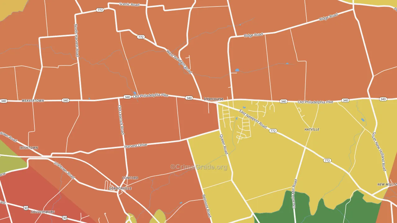 Intercourse, PA Map of Drug-Related Crime Rates
