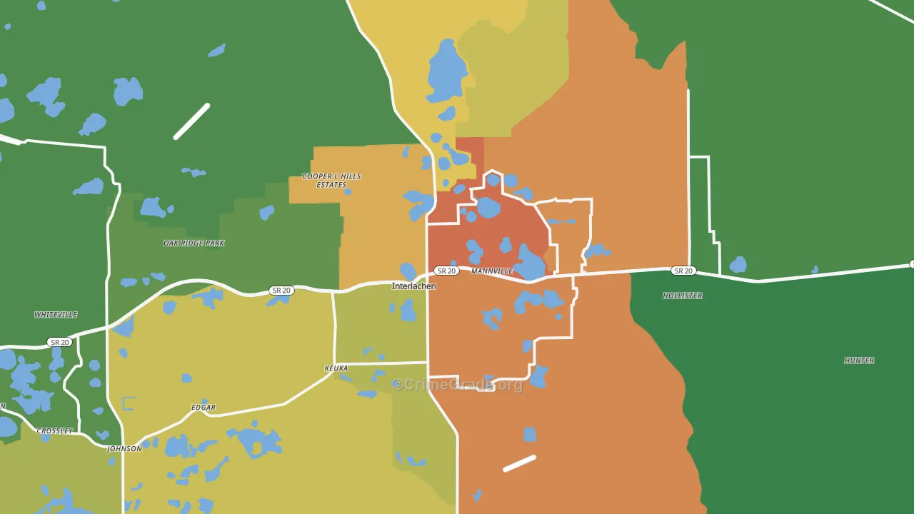 Interlachen, FL Map of Drug-Related Crime Rates
