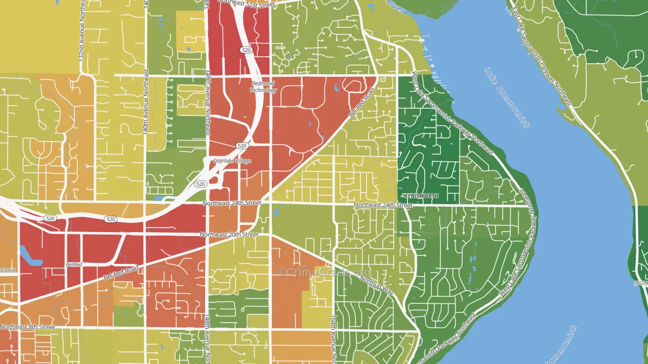 Interlake, Bellevue, WA Map of Drug-Related Crime Rates