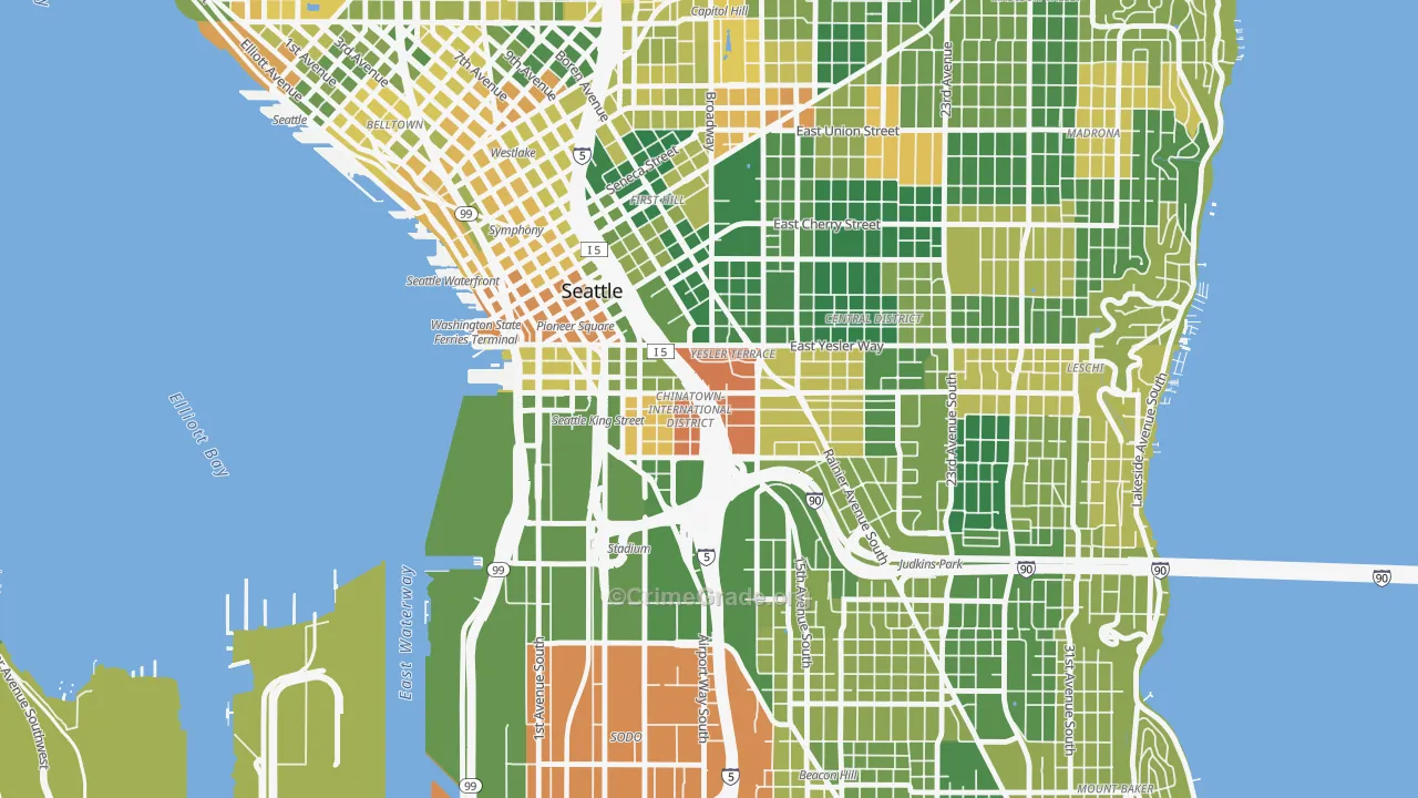 International District, Seattle, WA Map of Drug-Related Crime Rates