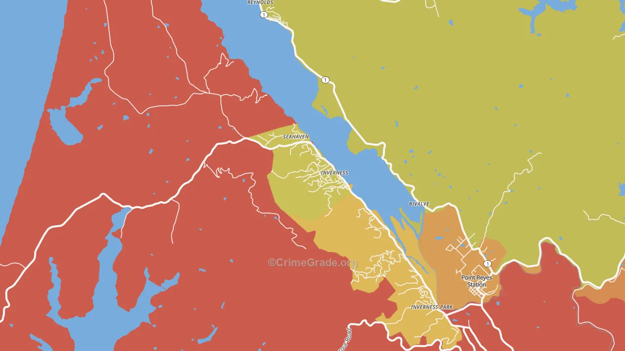 Inverness, CA Map of Drug-Related Crime Rates