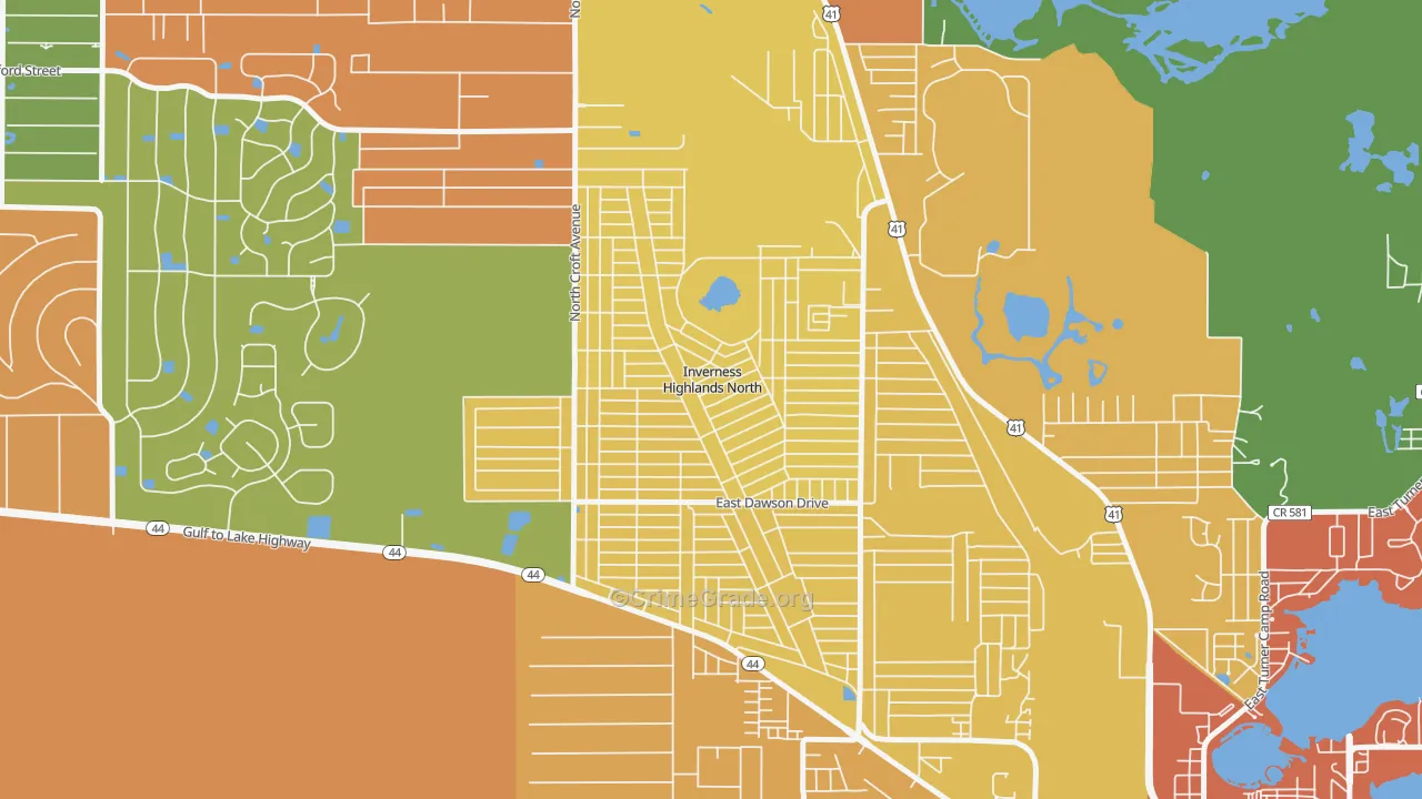Inverness Highlands North, FL Map of Drug-Related Crime Rates