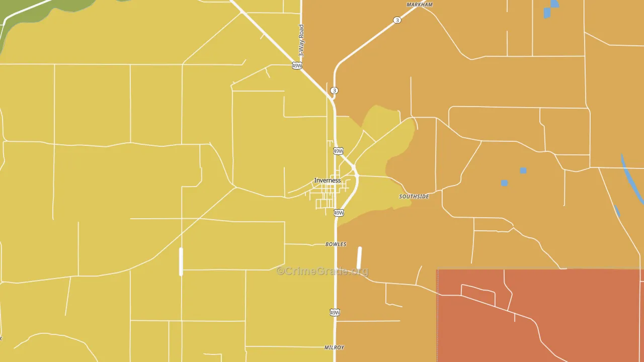 Inverness, MS Map of Drug-Related Crime Rates
