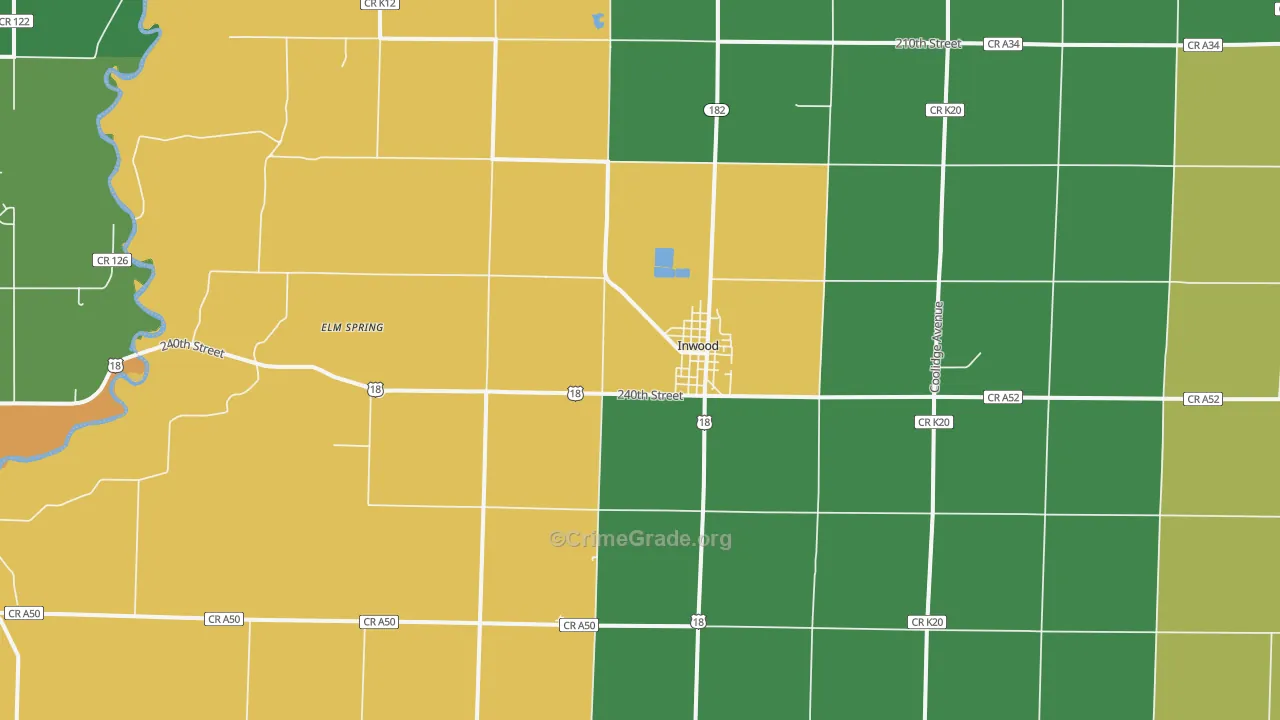 Inwood, IA Map of Drug-Related Crime Rates