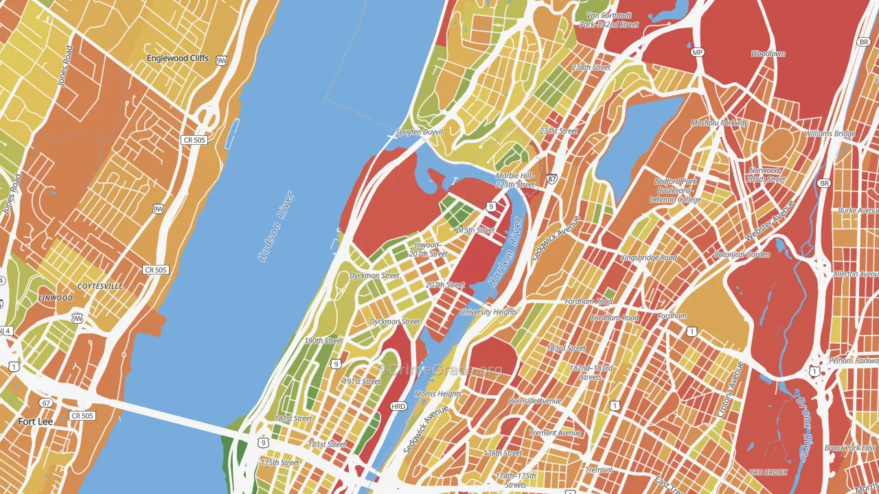 Inwood, Manhattan, NY Map of Drug-Related Crime Rates
