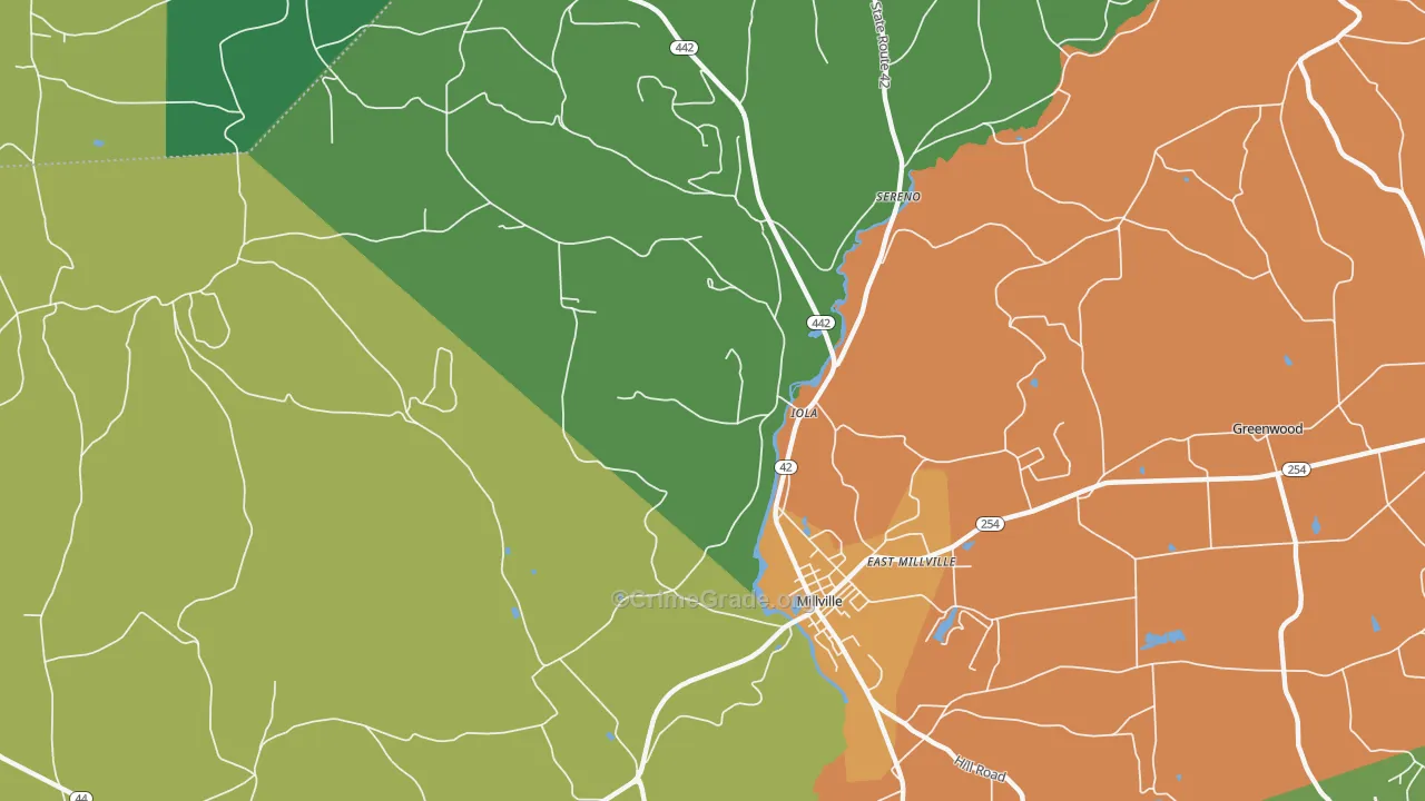 Iola, PA Map of Drug-Related Crime Rates